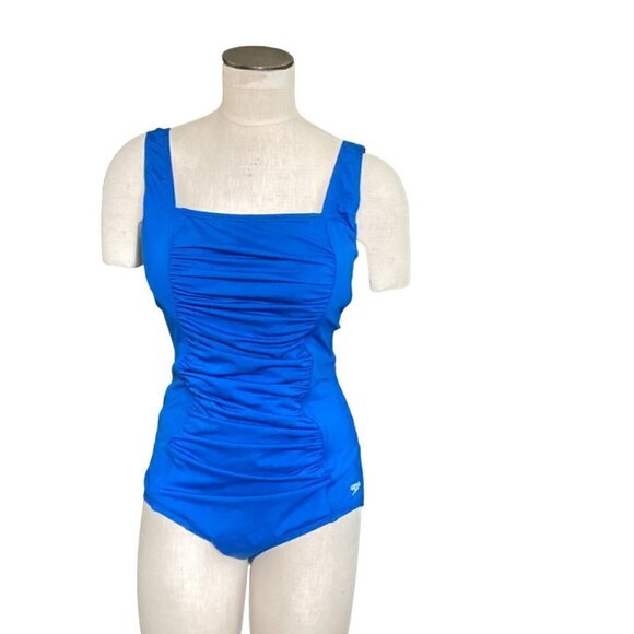 Speedo Swimsuit One Piece Endurance Shirred Tank 10/12? Blue 135J - Picture 1 of 6